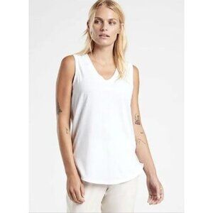 Athleta White Essential V Neck Athletic Tank Top M